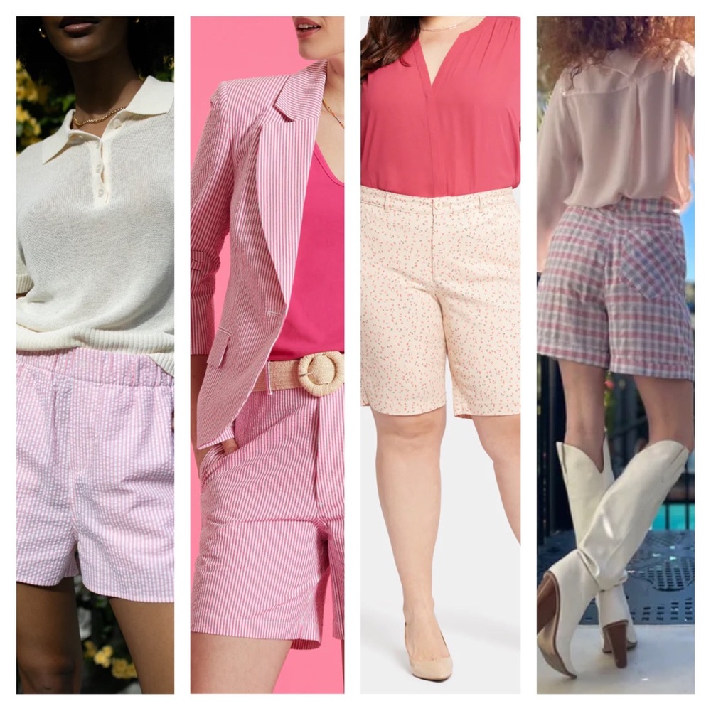 Lauren Ralph Lauren Pink and White Striped Seersucker Bermuda Active Shorts - Picture 12 of 12